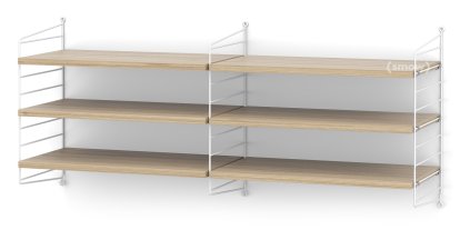 Étagère murale M String, 30 cm, Blanc, Placage chêne