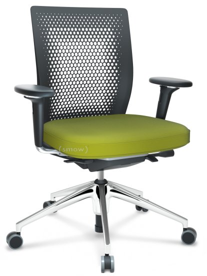 ID Air, Noir basic, Tissu Plano 68 avocat, Noir basic, Piétement à 5 branches, aluminium poli, Avec accotoirs 3D, Souples pour sols durs