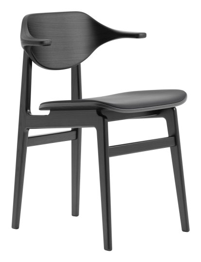 Bufala Dining Chair, Chêne laqué noir, Cuir Dunes anthracite 