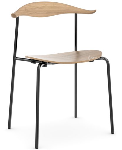 Chaise CH88T, Thermolaqué noir, Chêne huilé blanchi