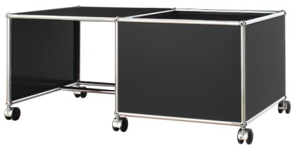 Table à roulettes pour enfants USM Haller, Caisse à gauche, Noir graphite RAL 9011