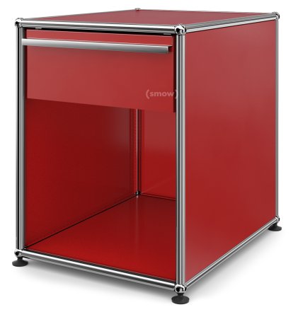 Table de chevet USM avec tiroir, Rouge rubis USM, Grand (H 54 x l 42,5 x P 53 cm)