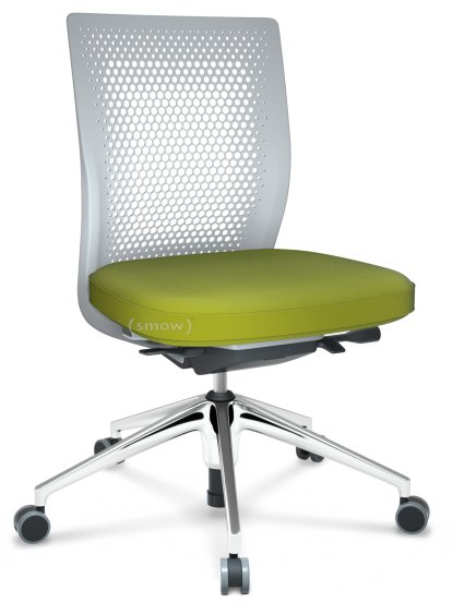 ID Air, Soft grey, Tissu Plano 68 avocat, Noir basic, Piétement à 5 branches, aluminium poli, Sans accotoirs, Durs pour tapis