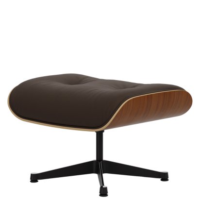 Eames Lounge Chair Ottoman, Noyer naturel, Cuir Premium F marron, Aluminium poli, côtés noirs