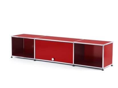 Meuble TV bas Lowboard  USM Haller avec porte escamotable, Rouge rubis USM