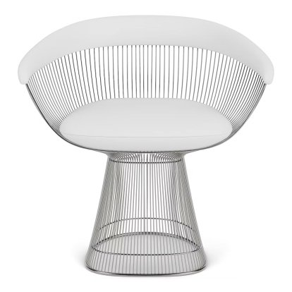 Fauteuil Platner, Cuir Volo, Blanc