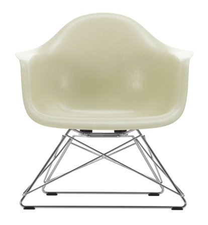 Eames Fiberglass Armchair LAR, Eames parchment, Chromé