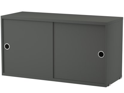 Caisson avec portes coulissantes String System, Laqué gris foncé, 30 cm