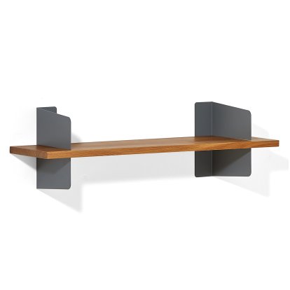 Étagère murale Atelier, Hêtre fumé, satiné mat laqué, Basalte gris, version  1, 100 cm