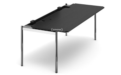 Table USM Haller Advanced, 200 x 75 cm, 06-Plaqué chêne laqué noir, Plateau coulissant à gauche