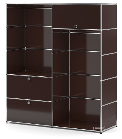 Penderie USM Haller L avec 2 tringles, Marron USM