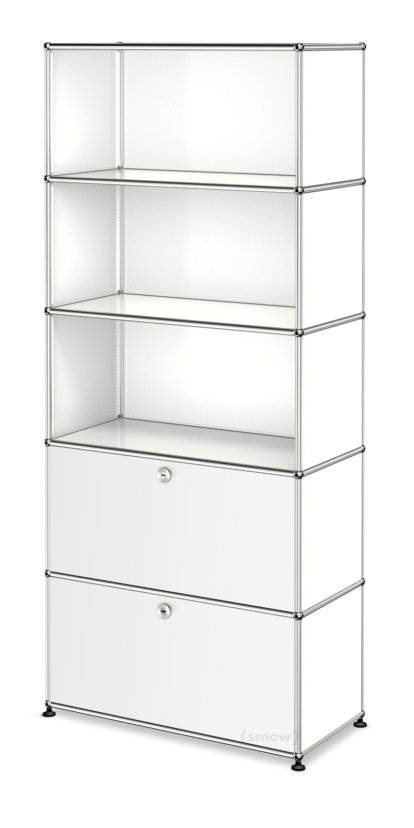 Étagère à dossiers USM Haller M, personnalisable, Blanc pur RAL 9010, Ouvert, Ouvert, Avec  porte abattante, Avec  porte abattante