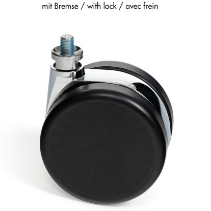 Roulettes pivotantes pour meubles USM Haller, Avec frein (Ø 75 mm)