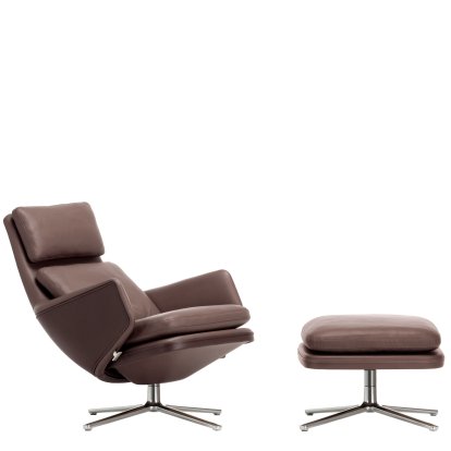 Fauteuil Grand Relax, Avec repose-pieds, Cuir Premium F, marron, Poli, 46,5 cm