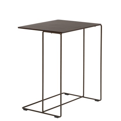 Table d'appoint Oki Saddle, H 49 x L 42 x P 34 cm, Cuir Saddle café, Peint par poudrage bronze mat