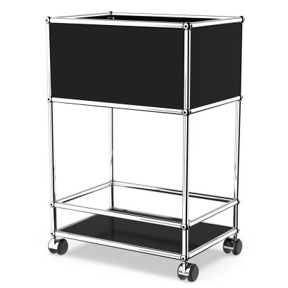 USM Haller meuble de bar type 2, Noir graphite RAL 9011, Roulettes souples pour sols durs
