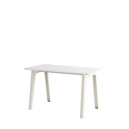 Table à manger New Modern rectangulaire, métal/plastique recyclé, 130 x 70 cm, Blanc crème
