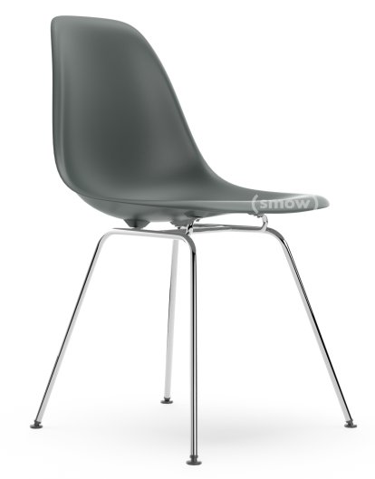 Eames Plastic Side Chair RE DSX, Gris granit, Sans rembourrage, Sans rembourrage, Version standard - 43 cm, Chromé