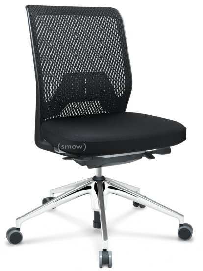 ID Mesh, Mécanisme Flowmotion avec inclinaison avant et réglage de la profondeur , Sans accotoirs, Piétement à 5 branches, aluminium poli, Noir basic, Assise Silk Mesh, dossier Diamond Mesh, Nero, Souples pour sols durs