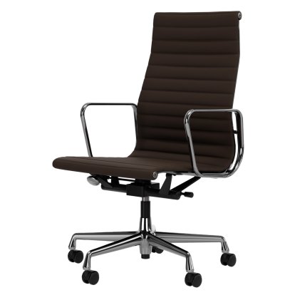 Aluminium Chair EA 119, Poli, Cuir Premium F, Marron