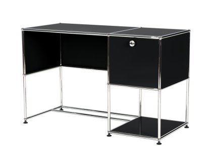 Bureau USM Haller Home Office, Noir graphite RAL 9011, Avec passe-câble