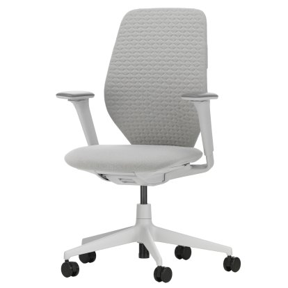 Chaise de bureau ACX Soft, Sans inclinaison avant, avec réglage de la profondeur, Accotoirs F 3D, Soft grey, Siège Grid Knit, stone grey, Roulettes dures pour moquette