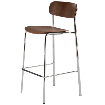 S 243 H Tabouret de bar, Chrome, Noyer verni transparent