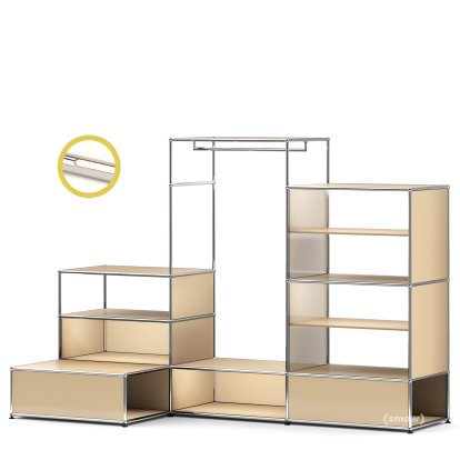 Penderie-présentoir USM Haller XL avec éclairage, Beige USM