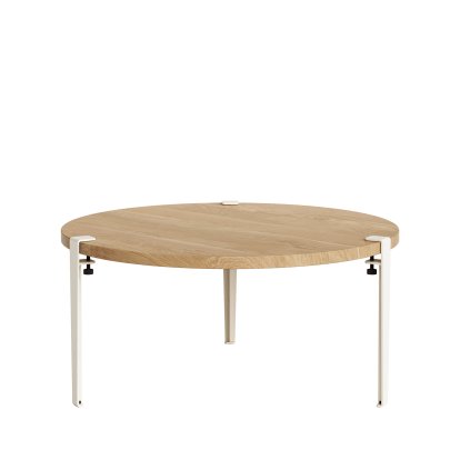 Table basse Brooklyn Tiptoe, Finition chêne, Blanc crème