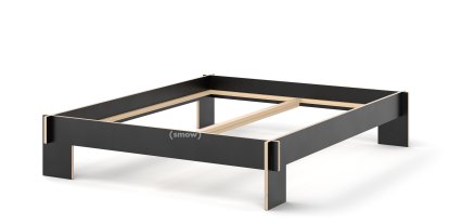 Lit Siebenschläfer, 160 x 200 cm, Sans tête de lit, Noir, Sans sommier