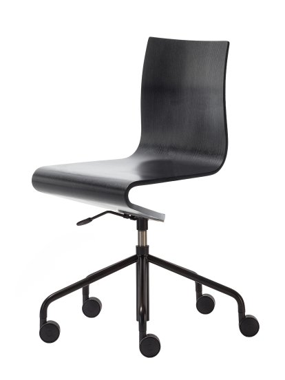 Chaise de bureau Seesaw, Noir avec ressort à gaz, Sans accoudoirs, Frêne noir
