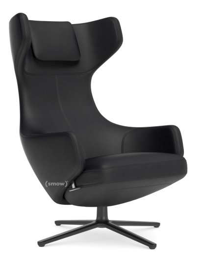 Fauteuil Grand Repos, Fauteuil Grand Repos, Cuir premium nero, 46 cm, Noir basic