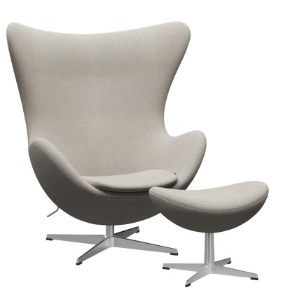 Fauteuil Egg (Oeuf), Hallingdal 65, 103 - Gris clair, Aluminium satiné et poli, Avec repose-pied