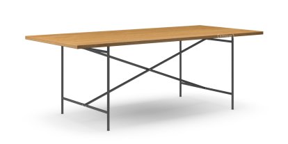 Table à manger Eiermann 2, Chêne naturel, 200 x 90 cm, Noir