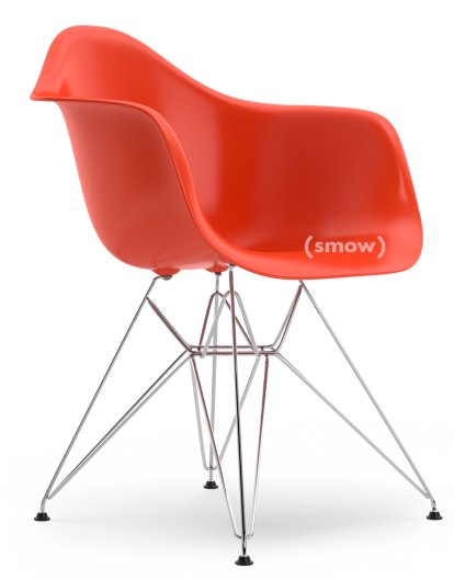 Eames Plastic Armchair RE DAR, Rouge (rouge coquelicot), Sans rembourrage, Sans rembourrage, Version standard - 43 cm, Chromé