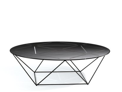 Table d'appoint Joco, H 26 x ø 90 cm , Peint par poudrage noir mat