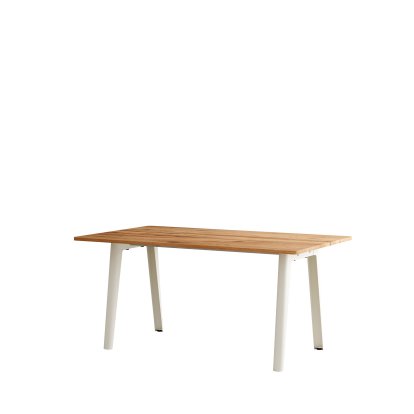 Table à manger New Modern rectangulaire, métal/bois, 160 x 95 cm, Chêne ancien recyclé, Blanc crème