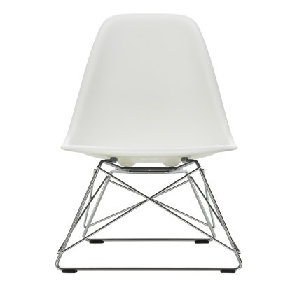 Eames Plastic Side Chair RE LSR, Blanc non-RE, Sans rembourrage, Poli chromé