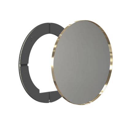 Unu Miroir avec éclairage LED rond (set), ø 80 cm, Or brossé