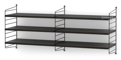 Étagère murale M String, 30 cm, Noir, Placage frêne noir