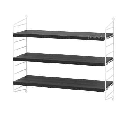 Étagère murale S String, 20 cm, Blanc, Placage frêne noir