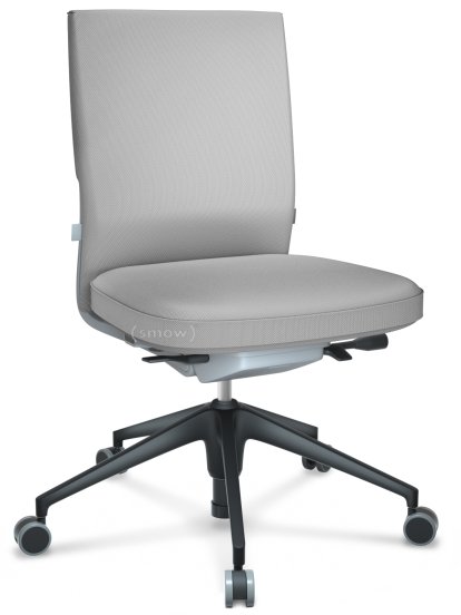 ID Soft, Mécanisme Flowmotion avec inclinaison avant et réglage de la profondeur , Sans accotoirs, Piétement à 5 branches, plastique basic dark, Soft grey, Assise et dossier Silk Mesh, Soft grey, Durs pour tapis