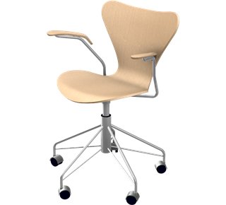 Série 7 Chaise de bureau pivotante 3217, Bois laqué clair, Hêtre naturel
