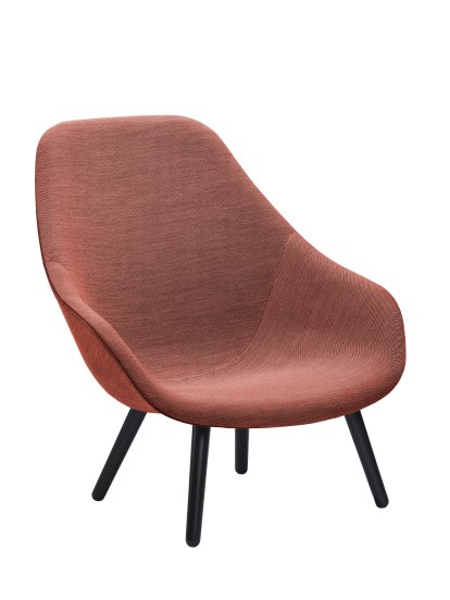 Fauteuil About A Lounge Chair High AAL 92, Steelcut Trio 515 - rose pale, Chêne laqué noir, Sans coussin d'assise
