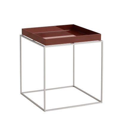 Table avec plateau Tray , H 40/44 x L 40 x P 40 cm, Chocolat - Haute brillant / grey