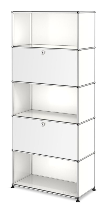 Étagère à dossiers USM Haller M, personnalisable, Blanc pur RAL 9010, Avec  porte abattante, Ouvert, Avec  porte abattante, Ouvert