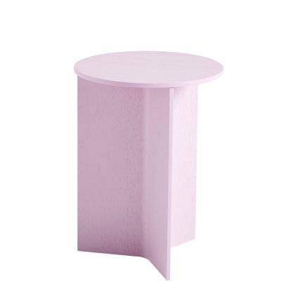 Table Slit Bois, H 47 x Ø 35 cm, Laqué rose 