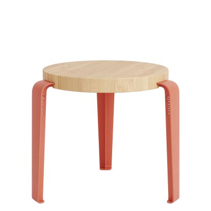 Tabouret enfant Mini Lou, Chêne massif, Rose Flamant