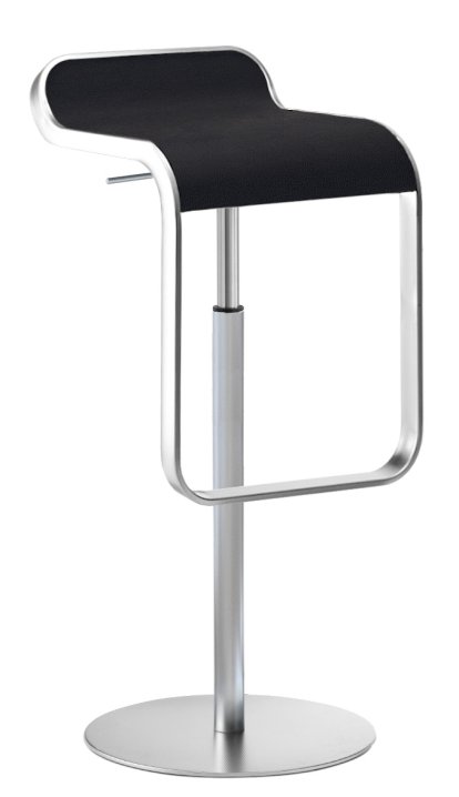 Tabouret LEM, 66-79 cm, Cuir noir / chromé mat