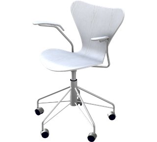 Série 7 Chaise de bureau pivotante 3217, Frêne coloré, Blanc